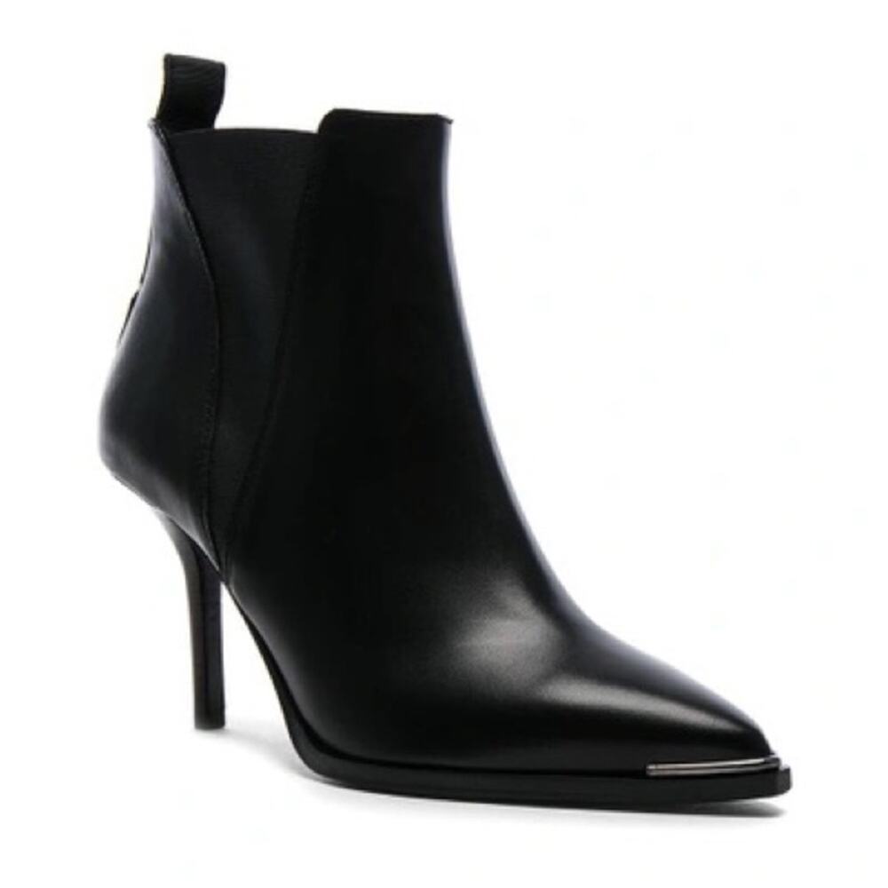 Acne Jemma Chelsea Women's Pointed Toe Leather Boots In‎ Black Size 37